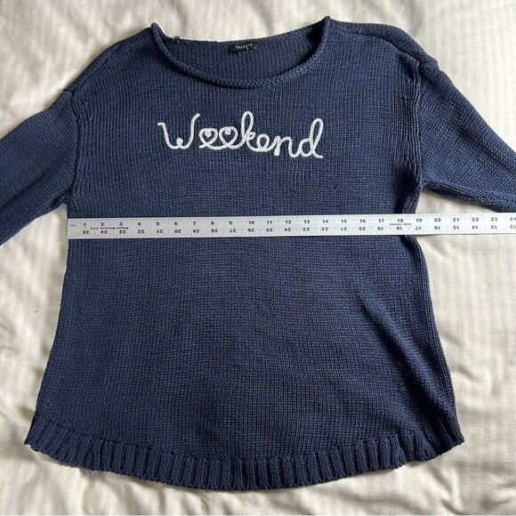 Talbots Women SZ M looseknit embroider CottonPolyester sweater Athleisure Preppy - Picture 7 of 9